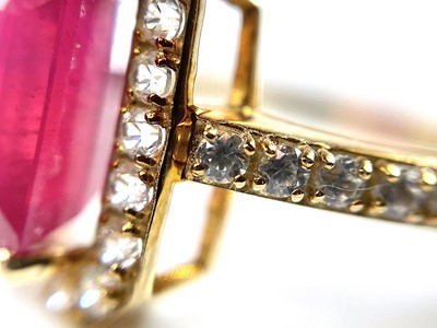 Lot 200 - A 9ct ruby and diamond cluster ring, the...
