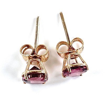 Lot 81 - A pair of 9ct pink tourmaline ear studs,...