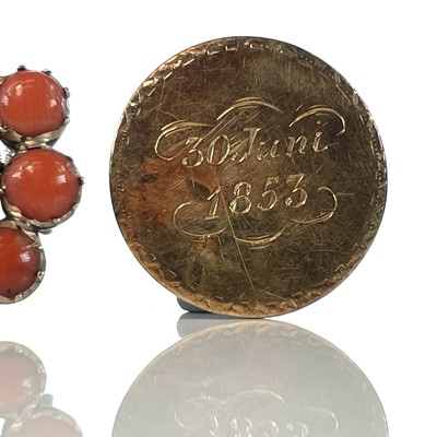 Lot 78 - A 19th century rose gold coral set mourning...
