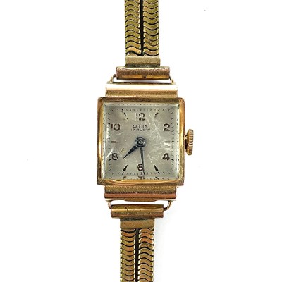 Lot 373 - An18ct ladies manual wind wristwatch on gold...