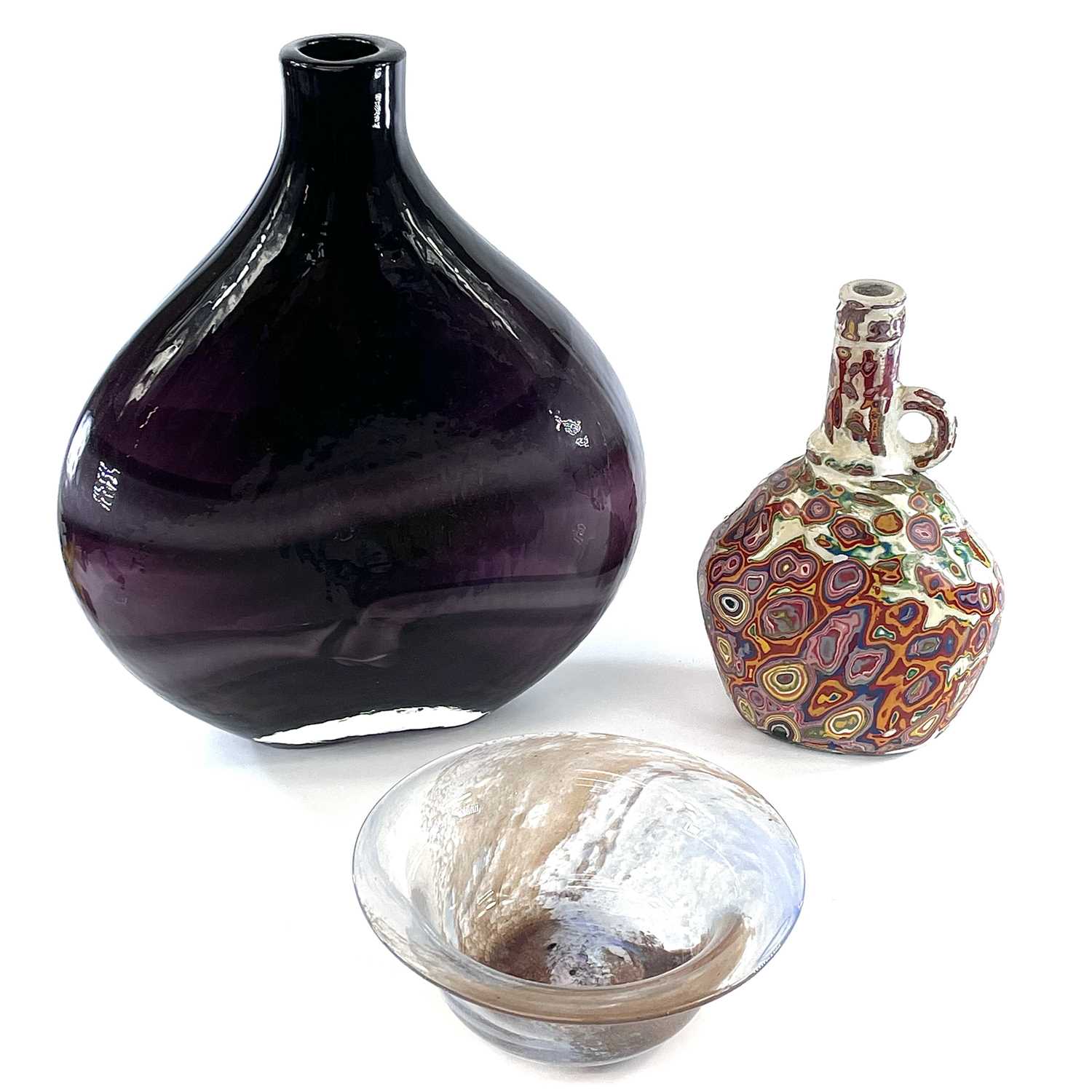 Lot 827 - An art glass vase, the amethyst ground with...