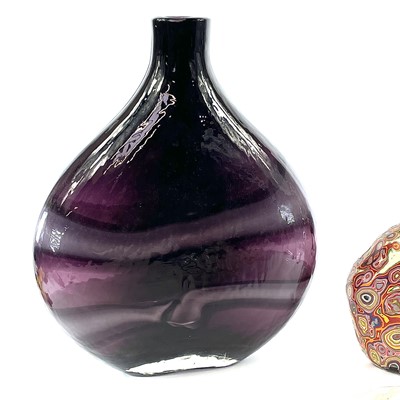 Lot 827 - An art glass vase, the amethyst ground with...