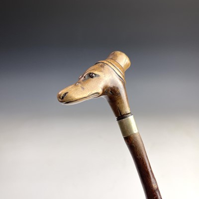 Lot 245 - A treen topped walking cane, late 19th century,...
