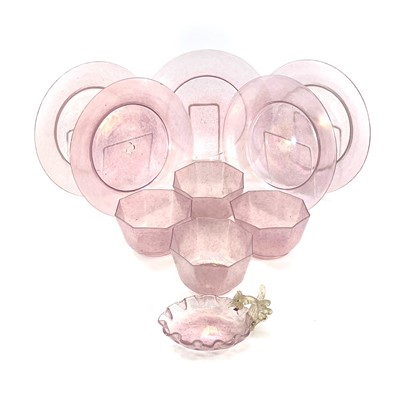 Lot 896 - A set of five Venetian pink glass plates,...