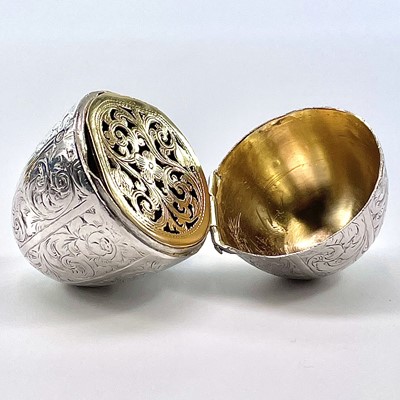 Lot 214 - An unusual Victorian silver egg shaped...