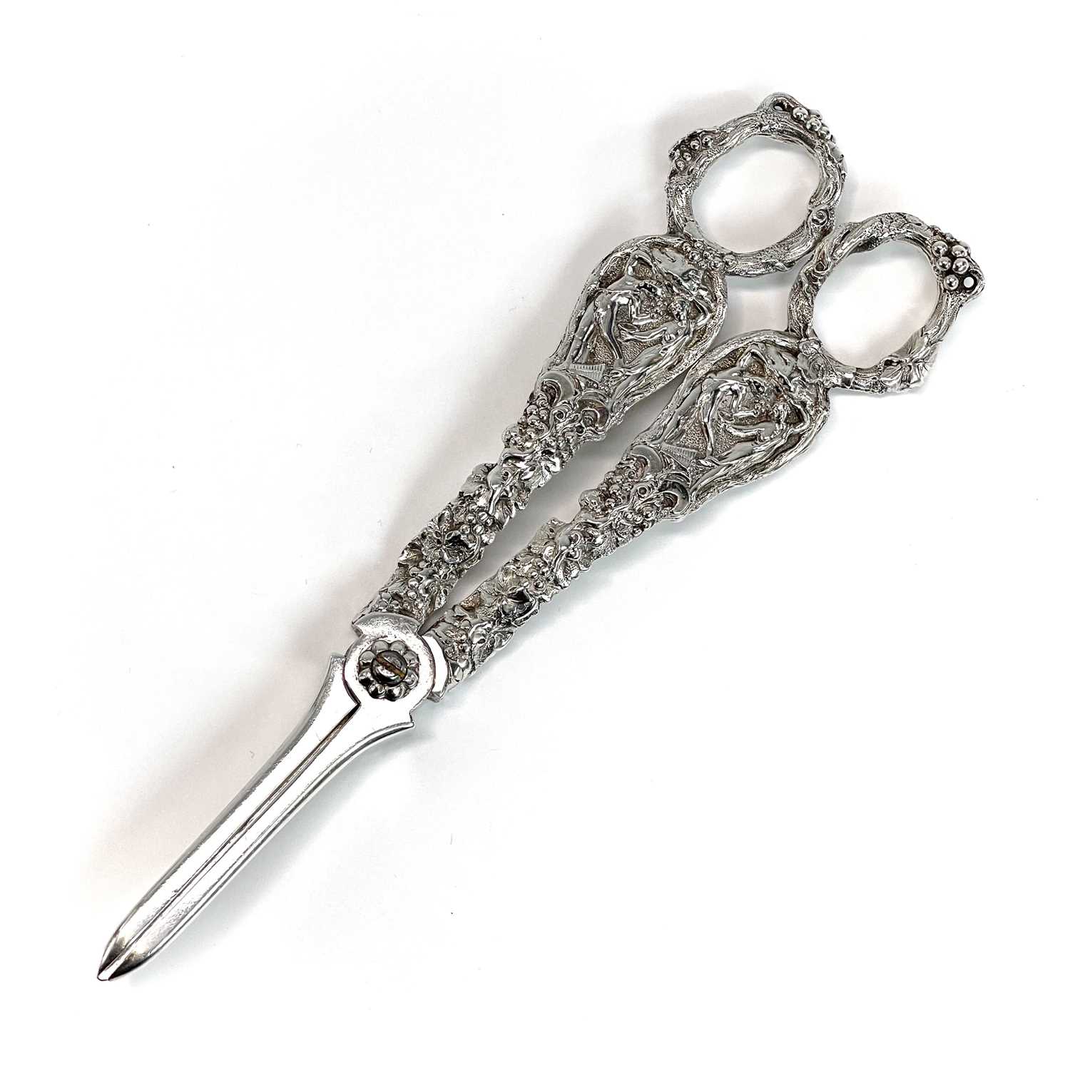 Lot 100 - A Victorian silver pair of grape scissors by...