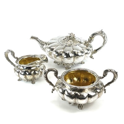 Lot 66 - A good William IV Irish silver three piece tea...