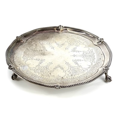 Lot 169 - A Victorian silver circular card tray by...