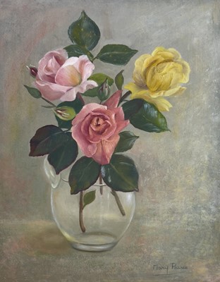 Lot 1442 - Mary PEARCE Roses in a Glass Vase  Signed, oil...