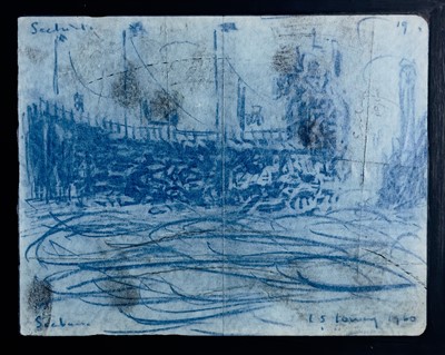 Lot 543 - LOWRY ??? Blue crayon 15x19.5cm