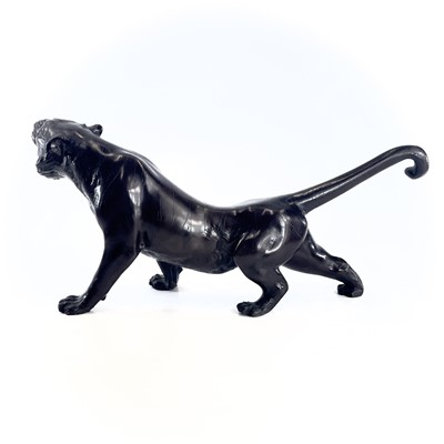 Lot 31 - A Japanese bronze model of a tiger, Meiji...