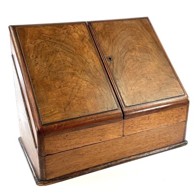 Lot 223 - A Victorian walnut stationery box, with two...