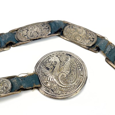 Lot 288 - A Chinese white metal belt, length 95cm,...