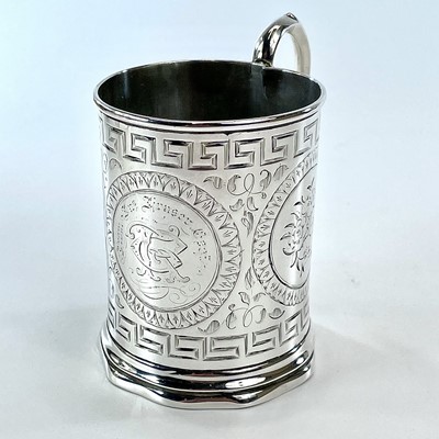 Lot 148 - A Victorian silver small mug with engraved...