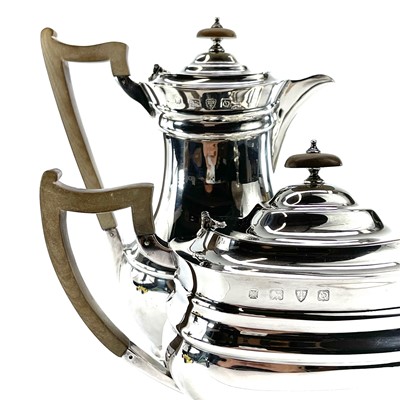 Lot 81 - A George VI silver four piece tea set by Lowe...