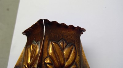 Lot 153 - A Hayle copper vase, with applied 'fin'...