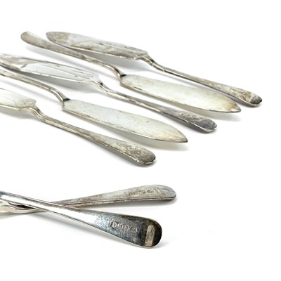 Lot 76 - A modern silver set of fish knives and forks...