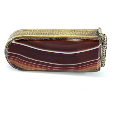 Lot 245 - A banded agate and brass vesta case with...