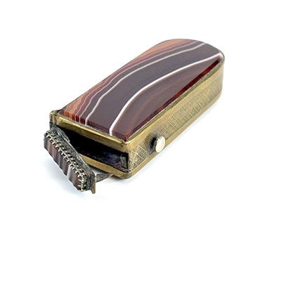 Lot 245 - A banded agate and brass vesta case with...