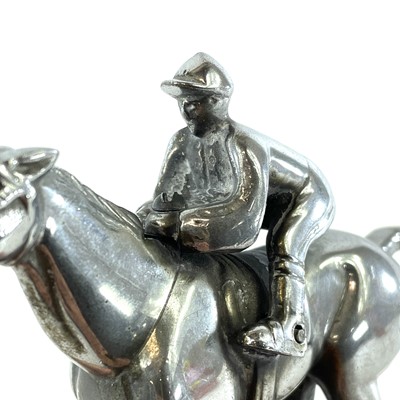 Lot 161 - A chrome plated horse and jockey car mascot,...