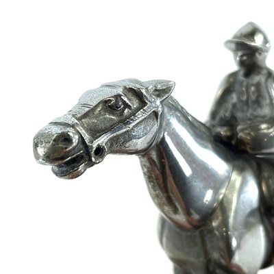 Lot 161 - A chrome plated horse and jockey car mascot,...