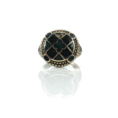 Lot 219 - A silver gilt green and brown hardstone set...