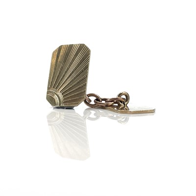 Lot 240 - A pair of 9ct gold cufflinks with engine...