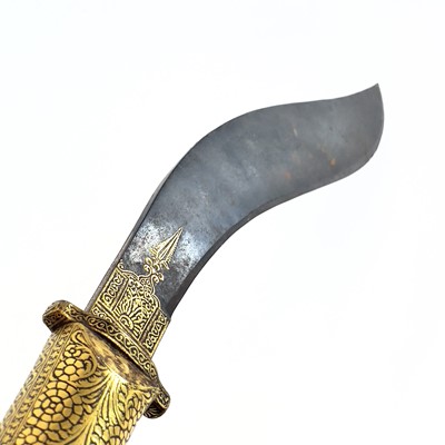 Lot 1020 - An Indian gold damascened steel kukri, early...