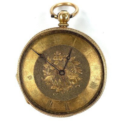 Lot 441 - A 19th century 18ct gold case key wind fob...