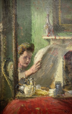 Lot 591 - Robin GUTHRIE(1902-1971) Morning Paper Oil on...