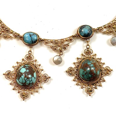 Lot 109 - A good early 20th century 9ct gold, turquoise...