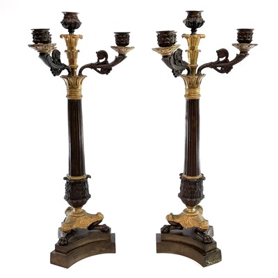 Lot 53 - A pair of French Empire style gilt bronze...