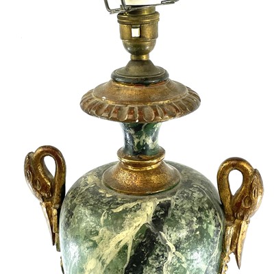 Lot 220 - A decorative Gilt and faux marble table lamp,...