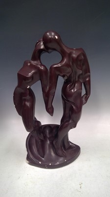 Lot 9 - A Study of Two Figures Kissing. 45cm tall in...