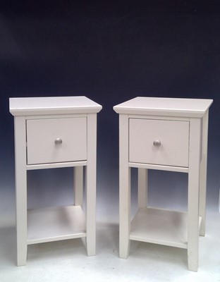 Lot 54 - A pair of White Wooden Bedside Cabinets. The...