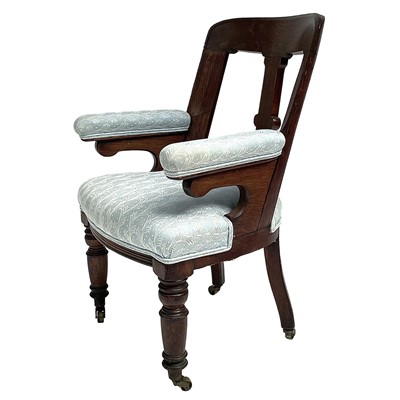 Lot 1849 - A Victorian oak framed upholstered armchair,...