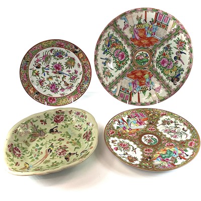 Lot 50 - Three Chinese Canton famille rose porcelain...