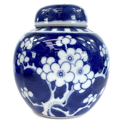 Lot 148 - Five Chinese blue and white prunus pattern...