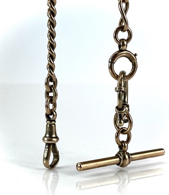 Lot 159 - A 9ct rose gold curb link Albert watch chain,...