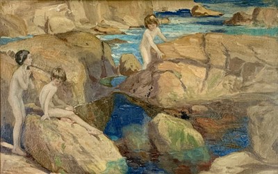 Lot 319 - Follower of Laura KNIGHT Young Bathers Oil on...