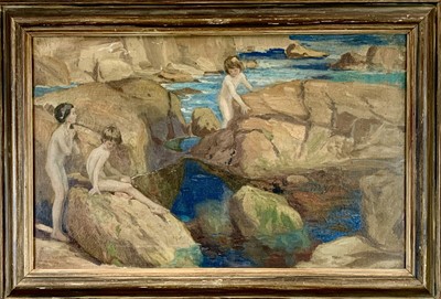 Lot 319 - Follower of Laura KNIGHT Young Bathers Oil on...