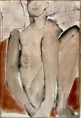 Lot 289 - John EMANUEL (1930) Seated Nude Ink Signed 54...