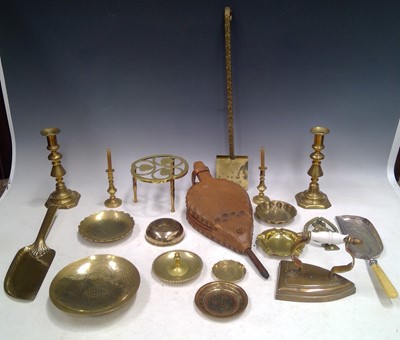 Lot 52 - A collection of Brass and a Wooden Bellows. A...
