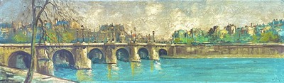 Lot 573 - 1950's French School Parisian Bridge Oil on...