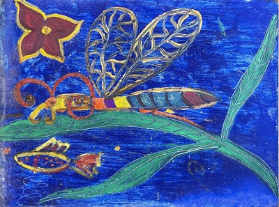 Lot 268 - Julia BERLIN (1942-2021) Dragonfly and Fish...