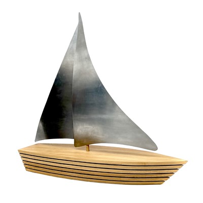 Lot 247 - A large abstract model of a yacht constructed...