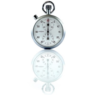 Lot 433 - A stopwatch by Lemania in nickal case.