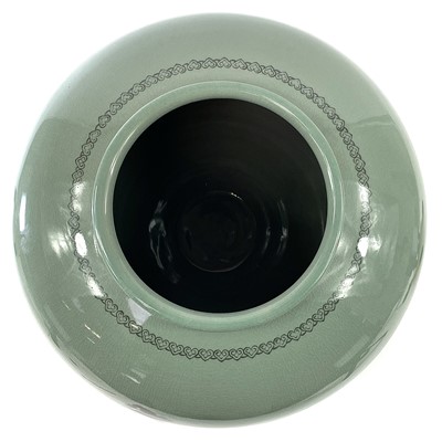 Lot 117 - A large Korean ovoid celadon vase, 20th...