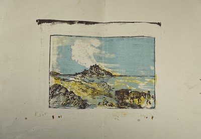 Lot 221 - A folded screen print of St Michaels Mount,...