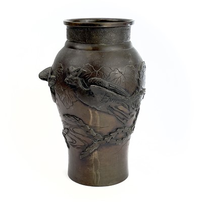 Lot 75 - A Japanese bronze vase, Meiji Period...